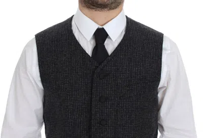 Dolce & Gabbana Gray Wool Blend Vest Gilet Men's Weste In Black