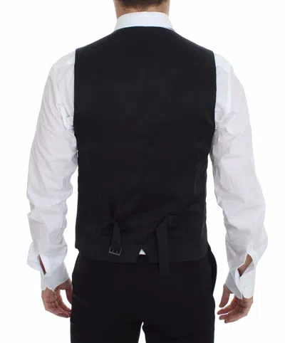 Dolce & Gabbana Gray Wool Stretch Dress Vest Jacket Men's Blazer In Black