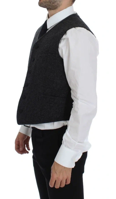 Dolce & Gabbana Gray Wool Blend Vest Gilet Men's Weste In Black