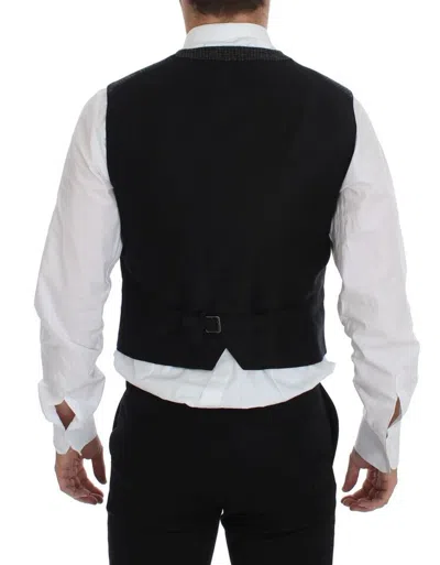 Dolce & Gabbana Gray Wool Blend Vest Gilet Men's Weste In Black
