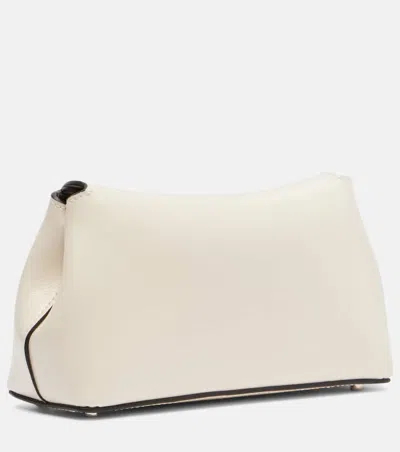 Totême T-lock Grained-leather Clutch Milk In White