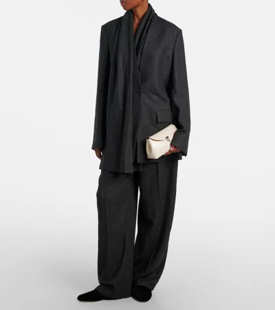 Totême T-lock Grained-leather Clutch Milk In White