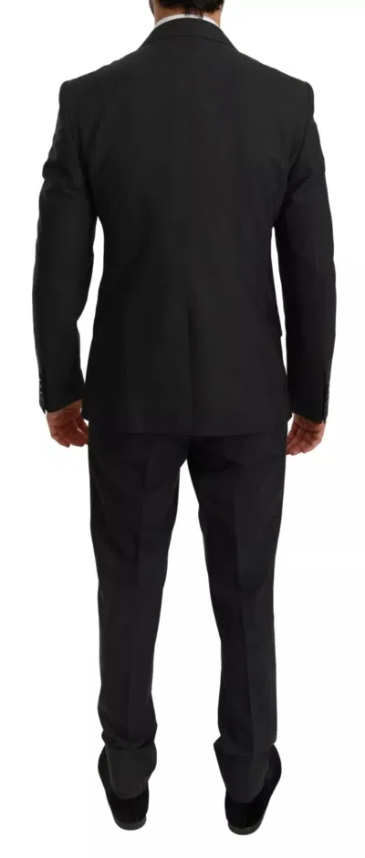 Dolce & Gabbana Slim Fit Martini Wool Gray Suit In Black