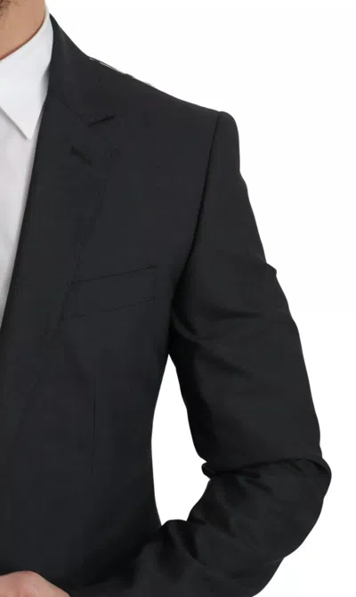 Dolce & Gabbana Slim Fit Martini Wool Gray Suit In Black
