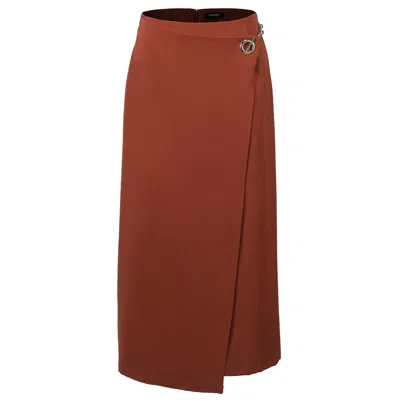 Smart And Joy Women's Buckle On Side Wrap Effect Skirt - Brick Red In Red