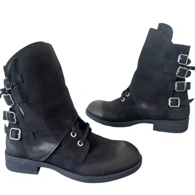 Adrenaline Fashion Women's Black Leather Ankle Boots With Multiple Buckle Straps – Handmade Designer Boots, Chunky Sole In Black