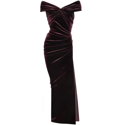 Me&thee Women's Red Out Of Sorts Burgundy Velvet Maxi Dress In Red