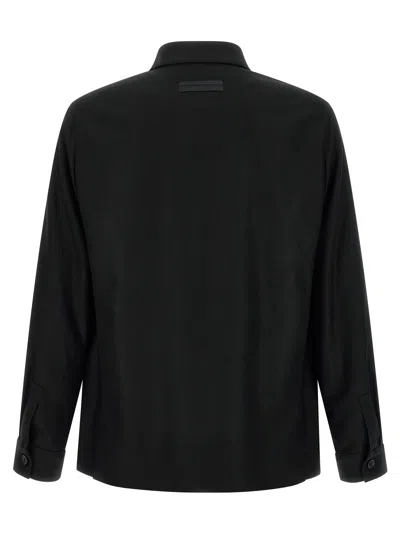 Zegna Overshirt With Collared Design And Pockets In Blue