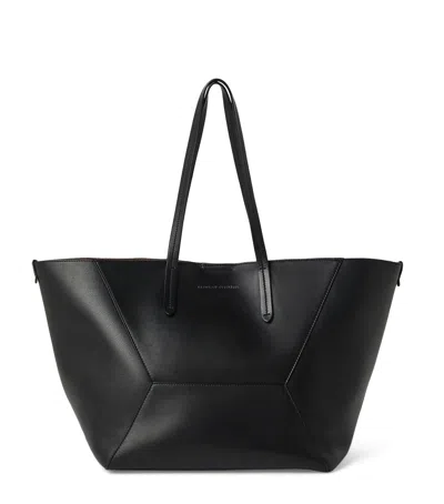 Brunello Cucinelli Geometric Panel Structured Tote Bag With Detachable Pouch In Black