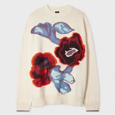 Ps By Paul Smith Women's Cream 'hazy Floral' Oversized Sweater White In Multi