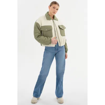 Lamarque Peyton Mixed Media Bomber Jacket In Brown