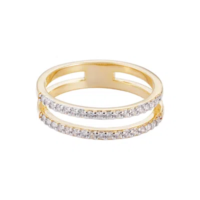 Adornia 14k Gold Plated Cubic Zirconia Double Band Ring In Gold