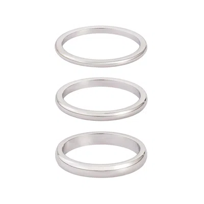Adornia Tarnish Resistant Silver Stacking Band Set In Metallic