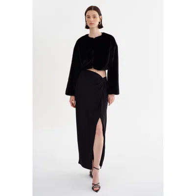 Lamarque Ainslee Lurex Knit Maxi Skirt In Black