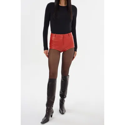 Lamarque Annaise Leather Hot Shorts In Red