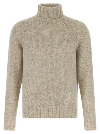 Zegna Cashmere Turtleneck Sweater Sweaters And Cardigans Beige In Gold