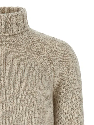 Zegna Cashmere Turtleneck Sweater Sweaters And Cardigans Beige In Gold