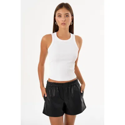 Lamarque Vicki Rib Knit Tank Top In White