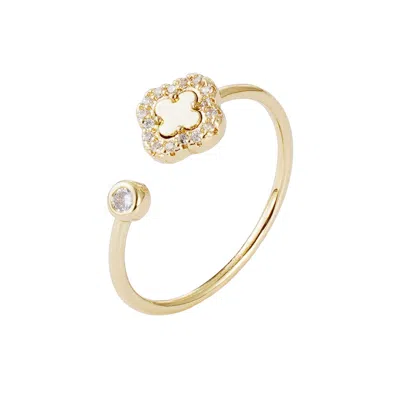 Adornia Cubic Zirconia Clover Open Band Ring In Gold