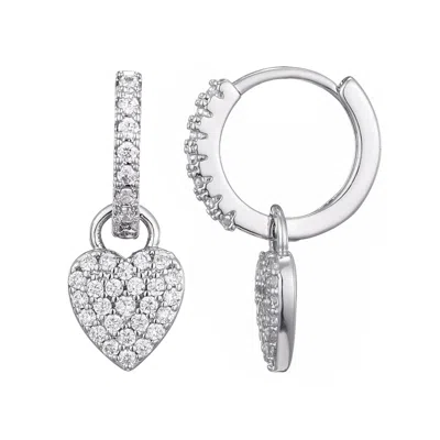 Adornia Cubic Zirconia Heart Drop Huggie Hoop Earrings In Metallic