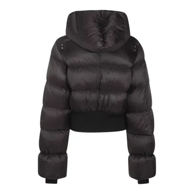 Rick Owens Black Down Jacket With Crop Design And Fixed Hood In Tech Fabric Woman In Black