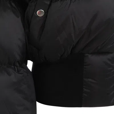 Rick Owens Black Down Jacket With Crop Design And Fixed Hood In Tech Fabric Woman In Black