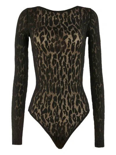 Wolford Leo Long-sleeve Bodysuit In Multi