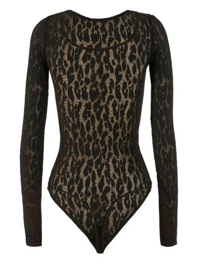 Wolford Leo Long-sleeve Bodysuit In Multi