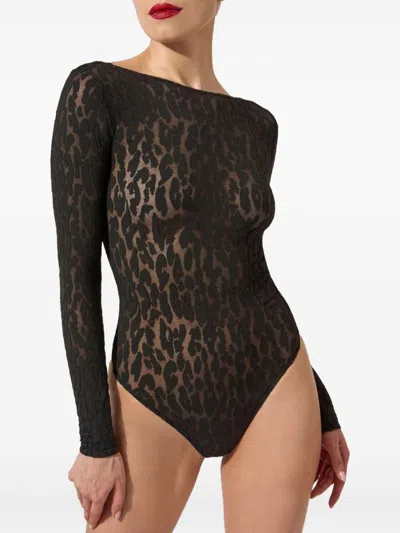 Wolford Leo Long-sleeve Bodysuit In Multi