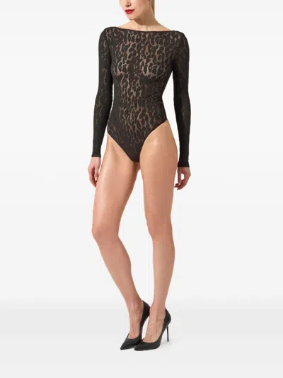 Wolford Leo Long-sleeve Bodysuit In Multi