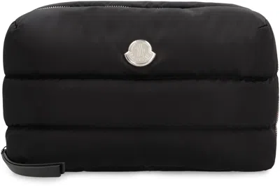 Moncler Caradoc Beauty Case In Quilted Black Nylon In Black