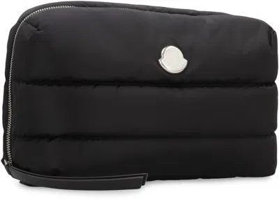Moncler Caradoc Beauty Case In Quilted Black Nylon In Black