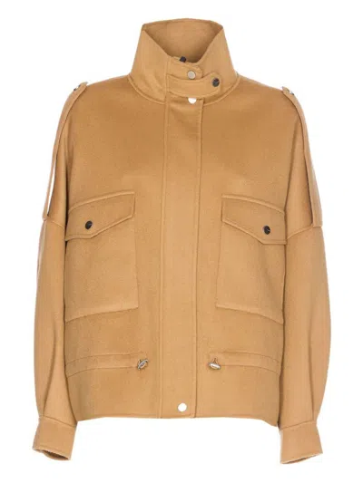 Pinko Flap-pocket Zip-front Jacket In Brown