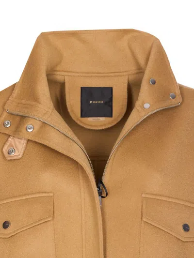 Pinko Flap-pocket Zip-front Jacket In Brown