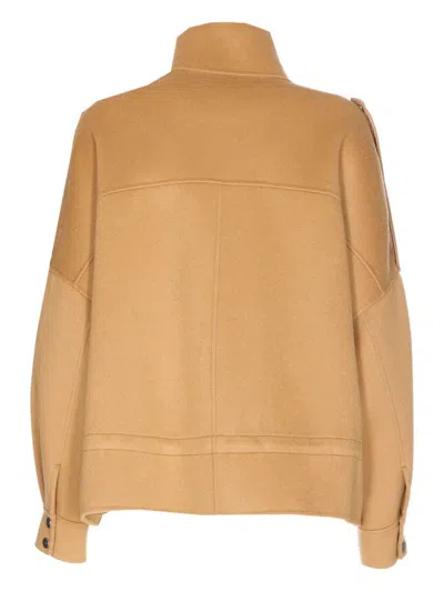 Pinko Flap-pocket Zip-front Jacket In Brown