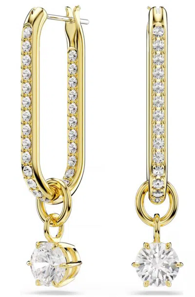 Swarovski Constella Gold-tone Plated Drop Earrings In Yellow