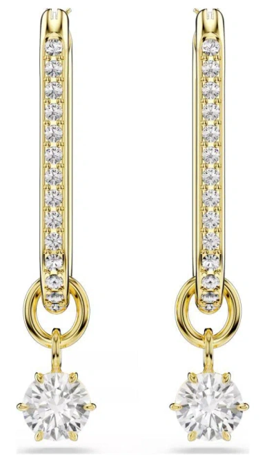 Swarovski Constella Gold-tone Plated Drop Earrings In Yellow