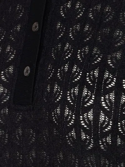 Pinko Lace Panel Bodysuit With Polo Neck In Black