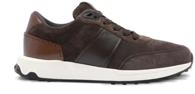 Tod's Suede And Leather Sneakers With Perforated Detailing In Multi