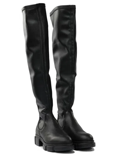 Copenhagen Woman Boot Black Stretch Leather Slip-on Knee-high Boots In Black