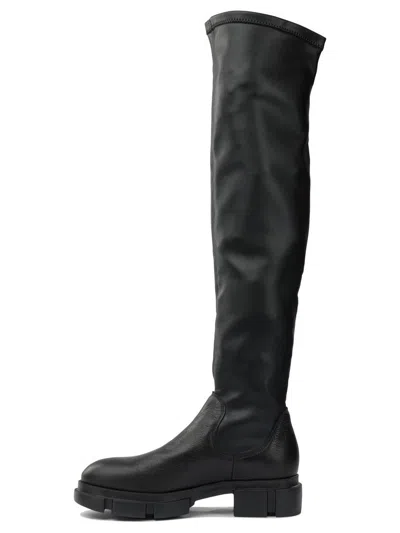 Copenhagen Woman Boot Black Stretch Leather Slip-on Knee-high Boots In Black