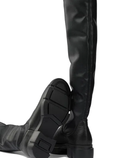 Copenhagen Woman Boot Black Stretch Leather Slip-on Knee-high Boots In Black