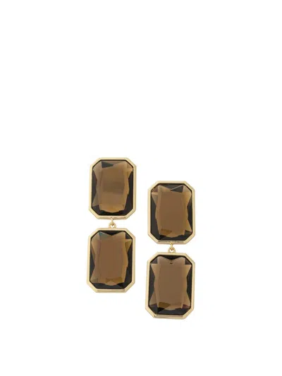 Self-portrait Amber Earrings Jewels Gold In Green