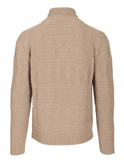 Mauro Ottaviani Collotalto Trecce 4 Fili Cashmere Knitwear Beige In Brown