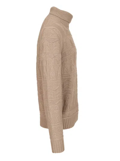 Mauro Ottaviani Collotalto Trecce 4 Fili Cashmere Knitwear Beige In Brown