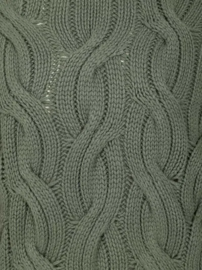 Mauro Ottaviani Collotalto Trecce Grosse 6 Fili Cashmere Knitwear Green In Green