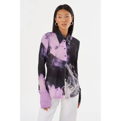 Lamarque Alzina Long-sleeve Jersey Button-front Shirt In Black