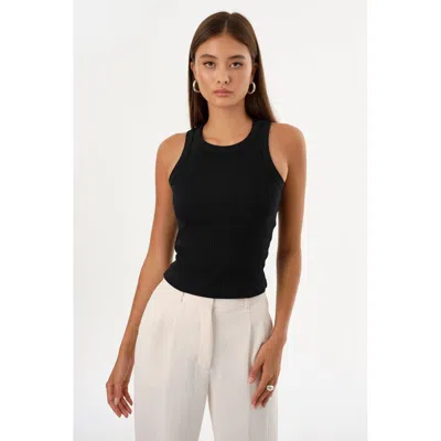 Lamarque Vicki Rib Knit Tank Top In Black