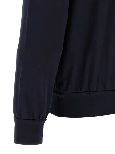 Brioni Casual Cotton Hoodie Featuring Front Pockets In Blue