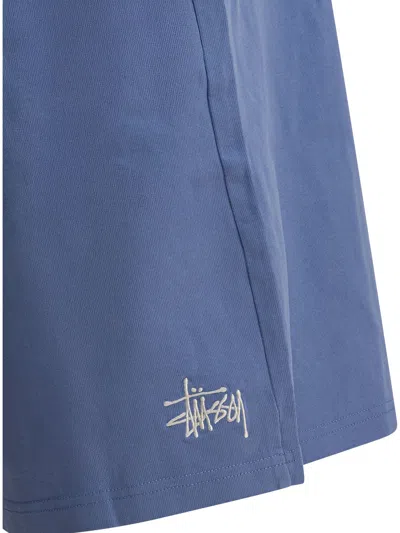 Stussy Cotton Jersey Shorts Blue In Blue